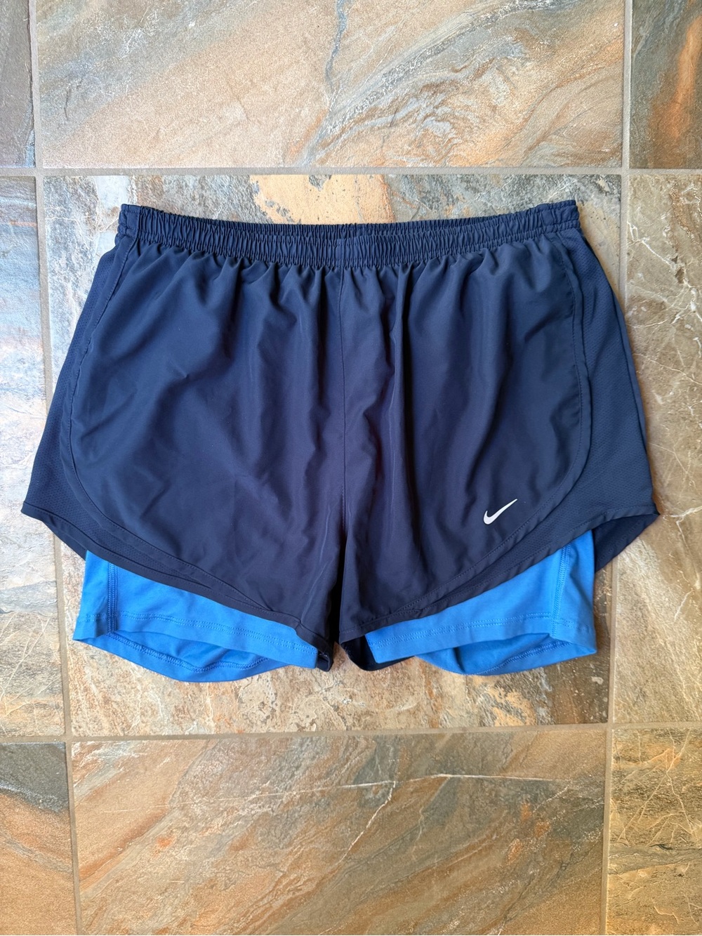 Nike Dri-FIT 2-in-1 Running Shorts Navy Blue University Blue 3” Inseam Large L